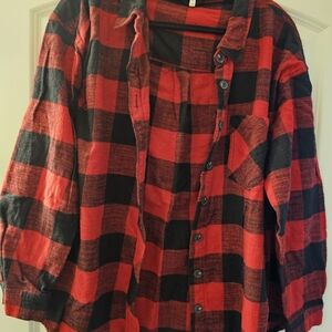 Maurices Red and Black Checkered Shirt